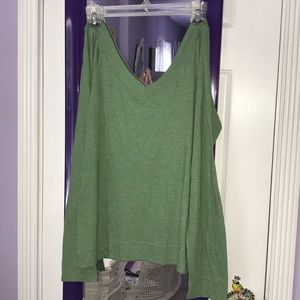 American Eagle Off the Shoulder Green Tee in Large